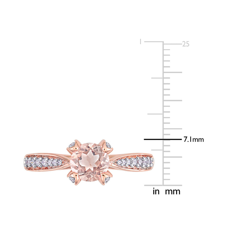 3/4 Carat (ctw) Morganite Engagement Ring in 14K Rose Pink Gold with Diamonds Image 3