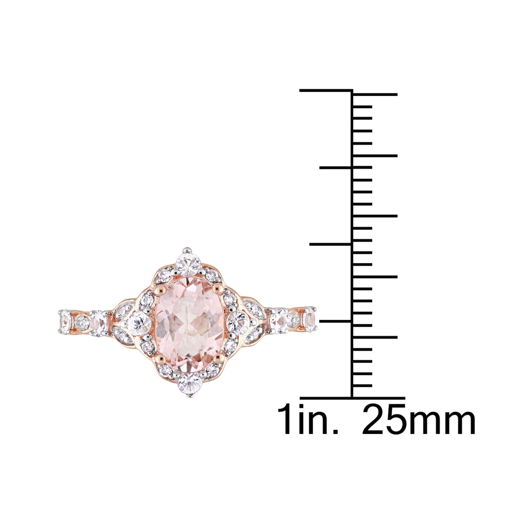 1.15 Carat (ctw) Morganite Ring in 10K Rose Pink Gold with White Sapphires Image 3