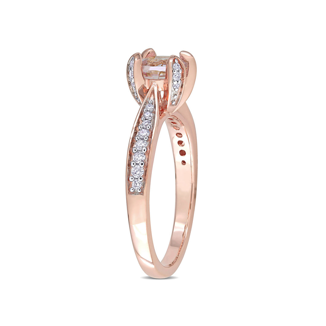 3/4 Carat (ctw) Morganite Engagement Ring in 14K Rose Pink Gold with Diamonds Image 4