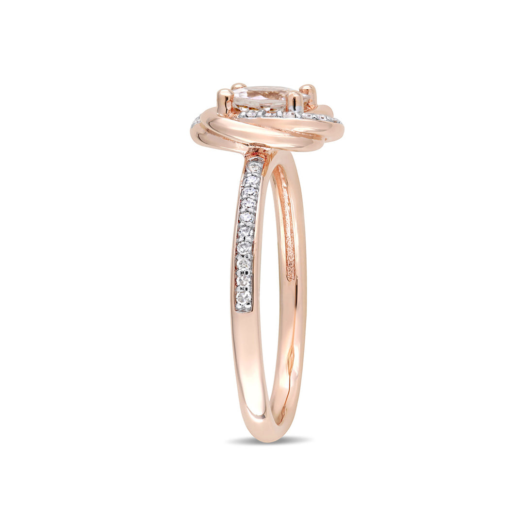 4/5 Carat (ctw) Morganite Swirl Ring in 10K Rose Pink Gold with Diamonds Image 4