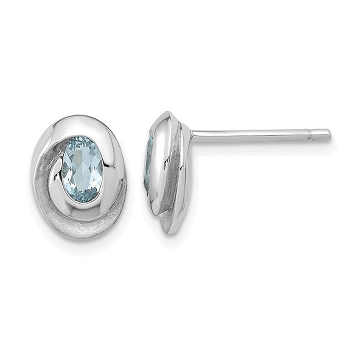 1/2 Carat (ctw) Blue Topaz Button Earrings in Sterling Silver Image 1