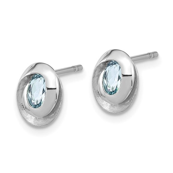 1/2 Carat (ctw) Blue Topaz Button Earrings in Sterling Silver Image 3