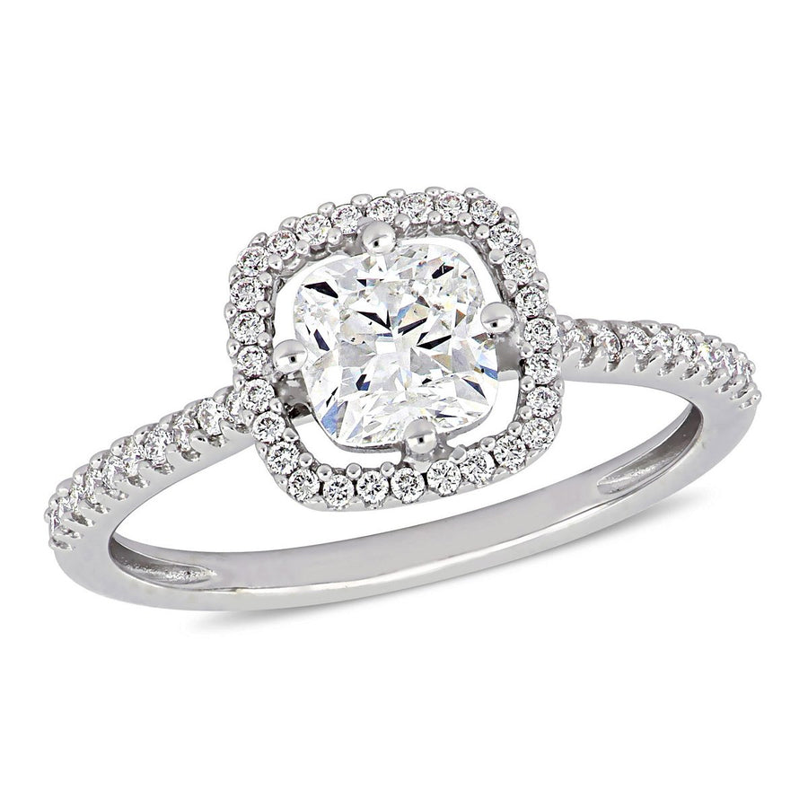 1.20 Carat (ctw I1-I2H-I) Diamond Halo Engagement Ring in 14k White Gold Image 1