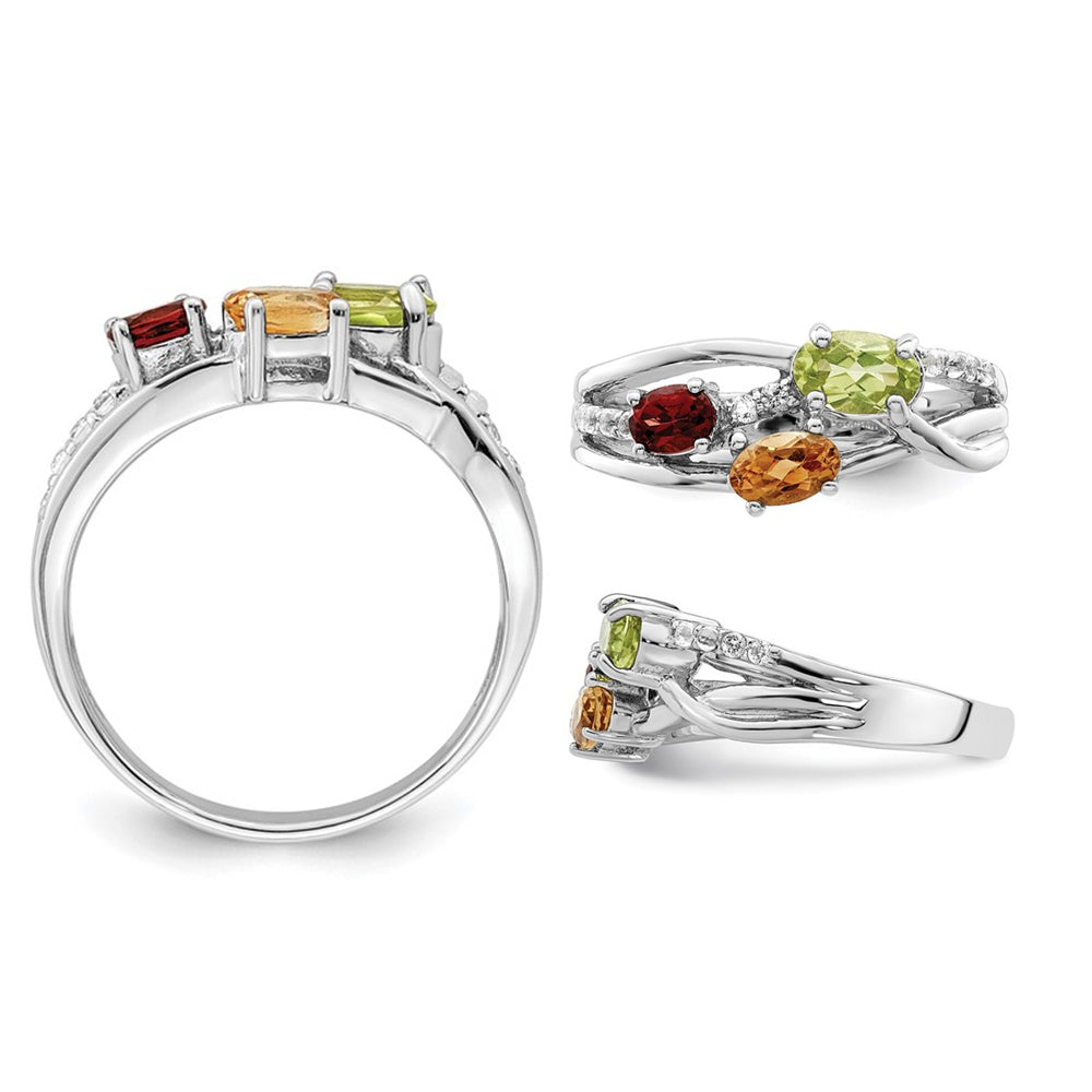1.00 Carat (ctw) PeridotGarnet and Citrine Ring in Sterling Silver Image 3