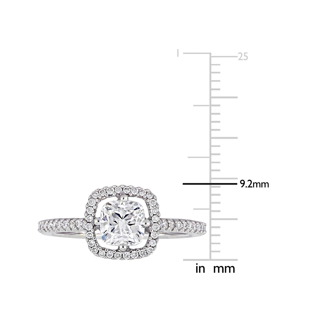 1.20 Carat (ctw I1-I2H-I) Diamond Halo Engagement Ring in 14k White Gold Image 3