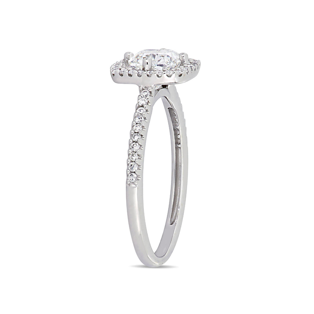 1.20 Carat (ctw I1-I2H-I) Diamond Halo Engagement Ring in 14k White Gold Image 4