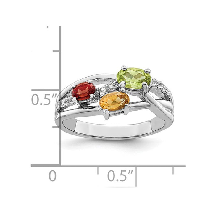 1.00 Carat (ctw) PeridotGarnet and Citrine Ring in Sterling Silver Image 4