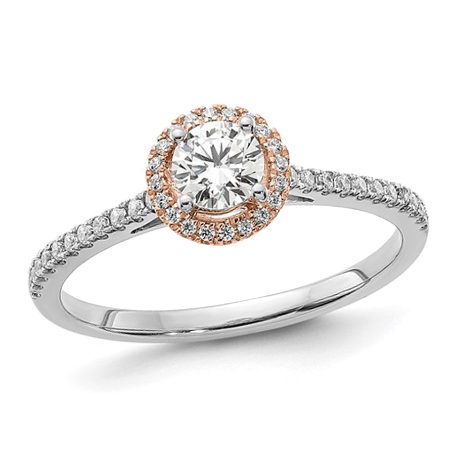 1/2 Carat (ctw SI1-SI2 G-H-I) Lab-Grown Diamond Engagement Halo Ring in 14K White Gold Image 1