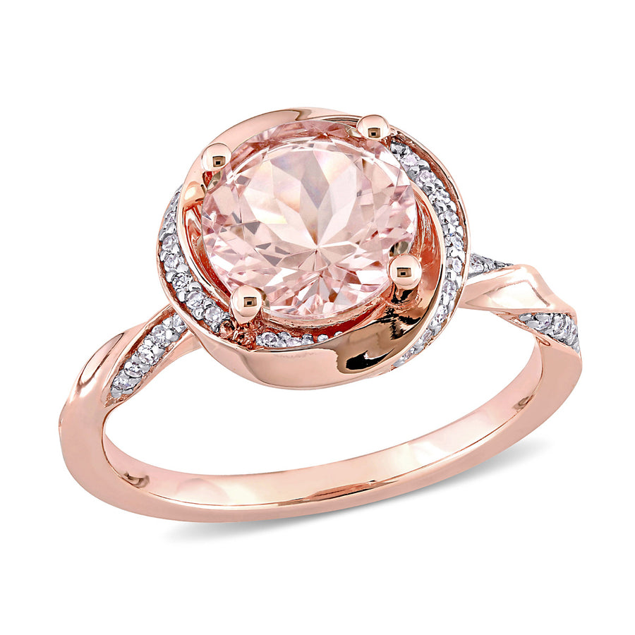 1.78 Carat (ctw) Morganite Swirl Ring in 10K Rose Pink Gold with Diamonds Image 1