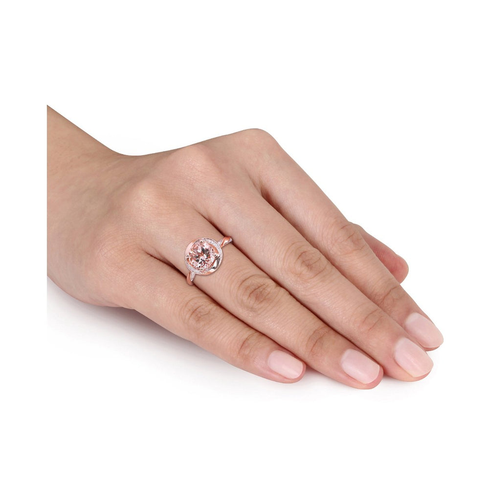 1.78 Carat (ctw) Morganite Swirl Ring in 10K Rose Pink Gold with Diamonds Image 2