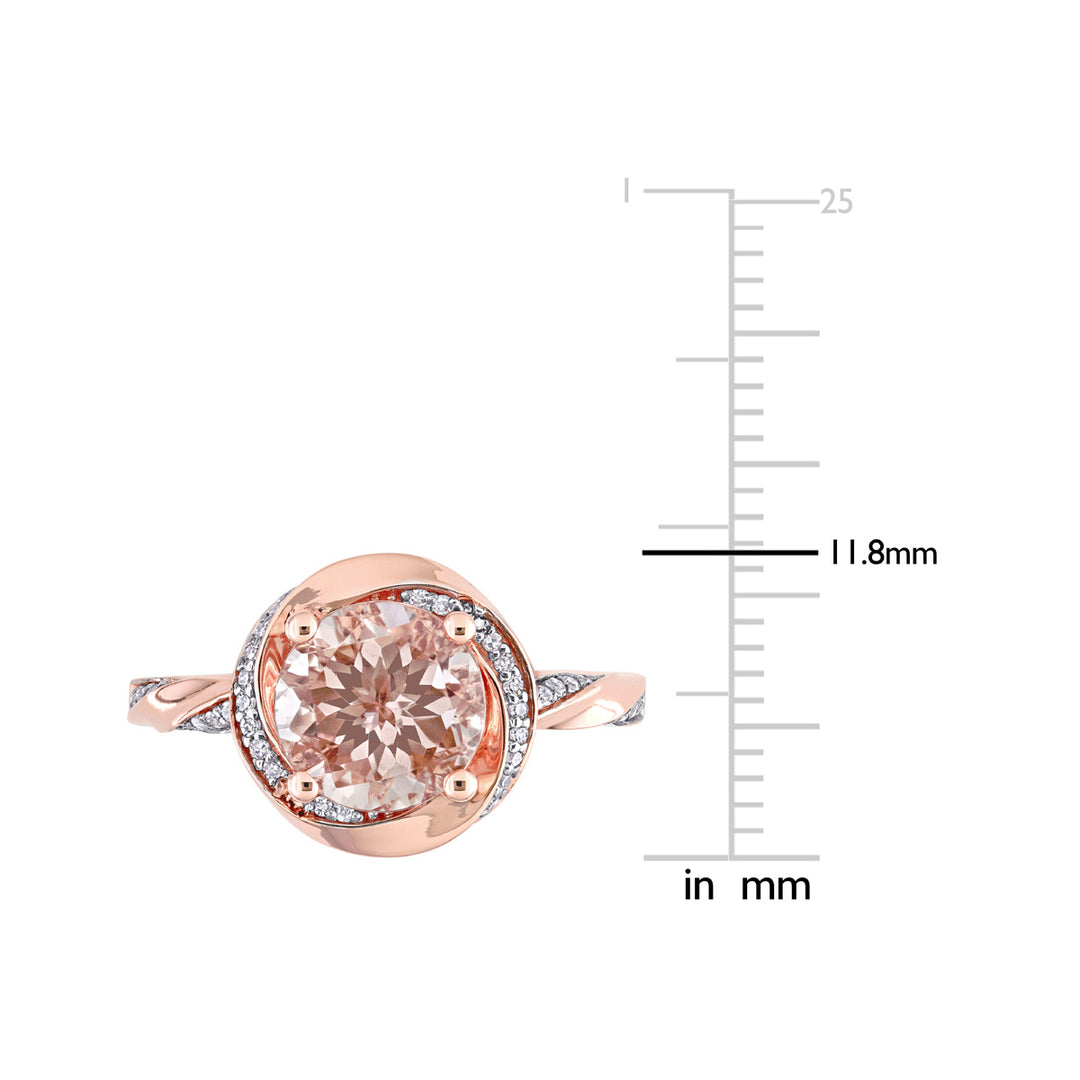 1.78 Carat (ctw) Morganite Swirl Ring in 10K Rose Pink Gold with Diamonds Image 3
