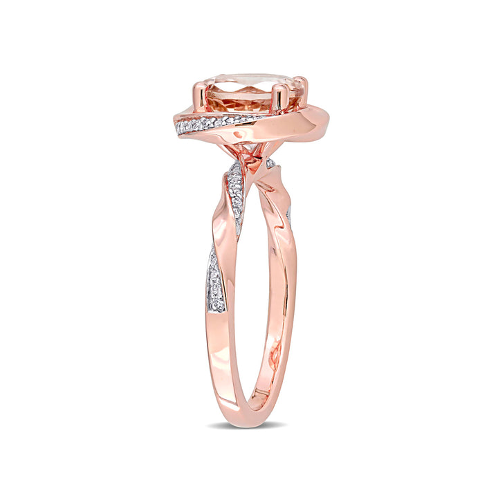 1.78 Carat (ctw) Morganite Swirl Ring in 10K Rose Pink Gold with Diamonds Image 4