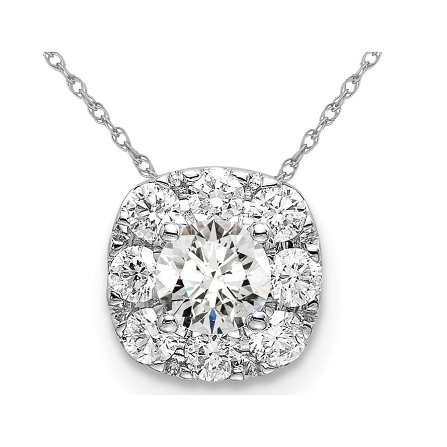1/2 Carat (ctw H-ISI1-SI2) Lab-Grown Diamond Solitaire Halo Pendant Necklace in 14K White Gold with Chain Image 1