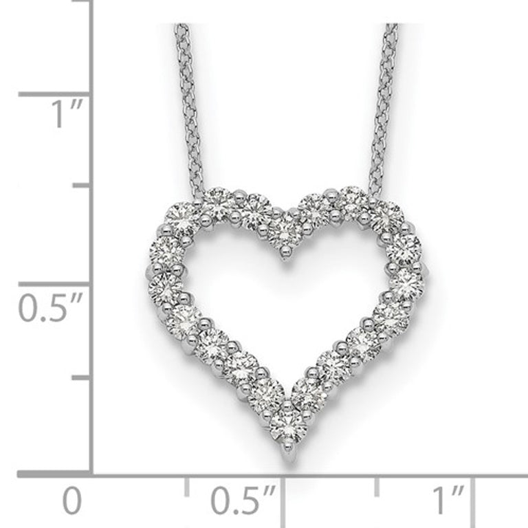 1.00 Carat (ctw VS1-VS2E-F) Lab-Grown Diamond Heart Pendant Necklace in 14K White Gold with Chain Image 3