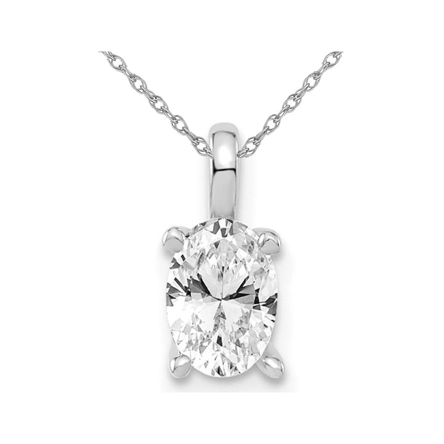 1/2 Carat (ctw H-ISI1-SI2) Lab-Grown Diamond Solitaire Pendant Necklace in 14K White Gold with Chain Image 1