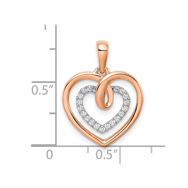 1/10 Carat Diamond (ctw) Heart Pendant Necklace in 14K Rose Pink Gold with Chain Image 2