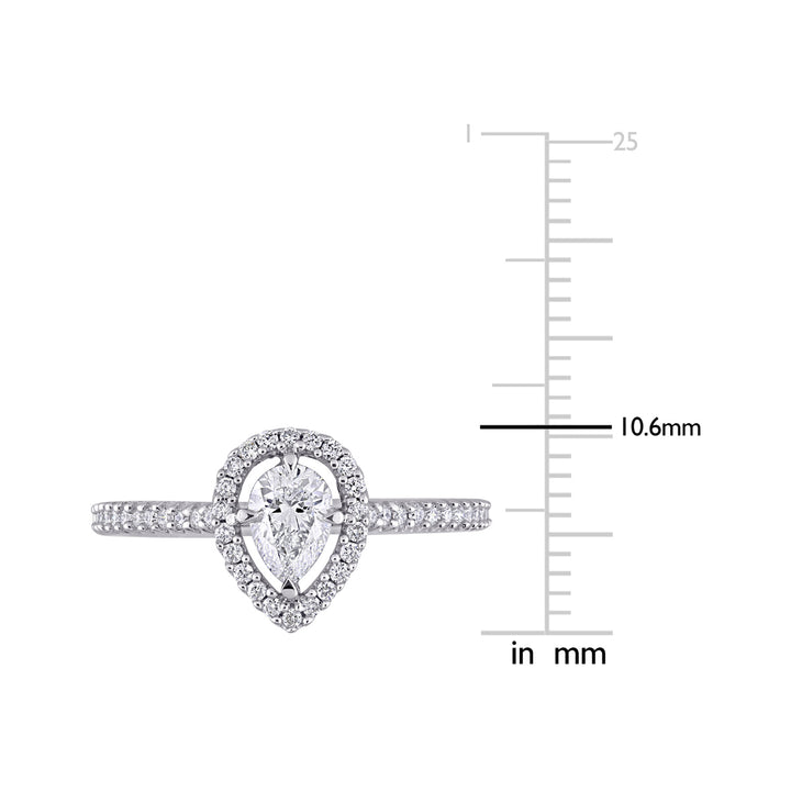 3/4 Carat (ctw I1-I2H-I) Diamond Pear-Cut Halo Engagement Ring in 14k White Gold Image 3