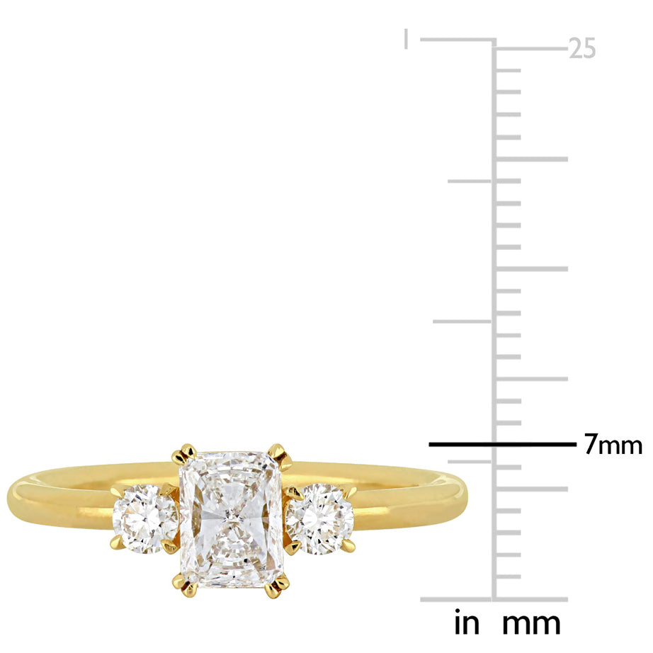 1.00 Carat (ctw H-II1-I2) Three-Stone Diamond Engagement Ring in 14K Yellow Gold Image 3