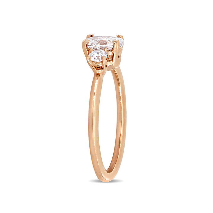 1.00 Carat (ctw H-II1-I2) Oval-Cut Three-Stone Diamond Engagement Ring in 14K Rose Gold Image 4