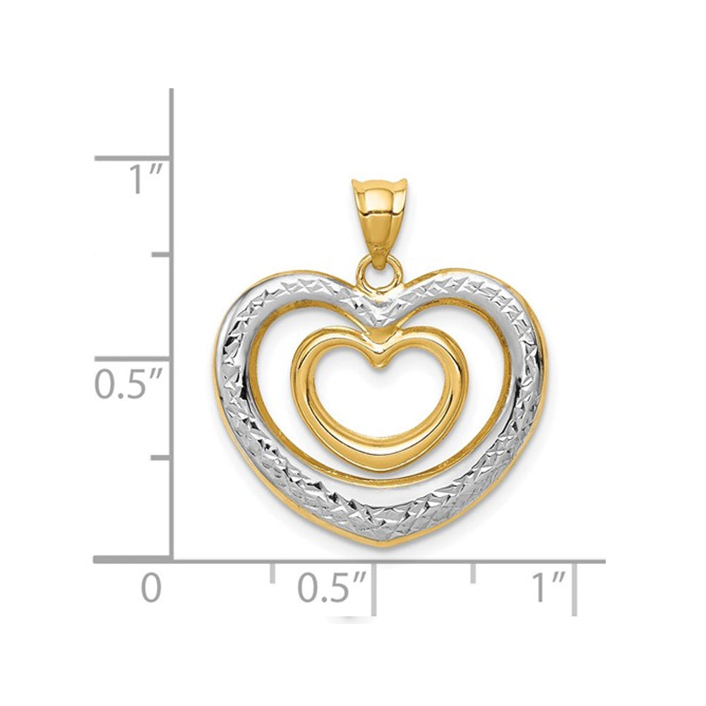 14K Yellow Gold Double Heart Pendant Necklace with Chain Image 2