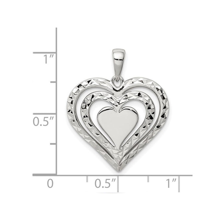 Sterling Silver Triple Heart Shaped Pendant Necklace with Chain Image 3