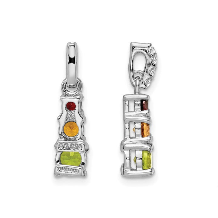 9/10 Carat (ctw) GarnetPeridot and Citrine Pendant Necklace in Sterling Silver with Chain Image 3