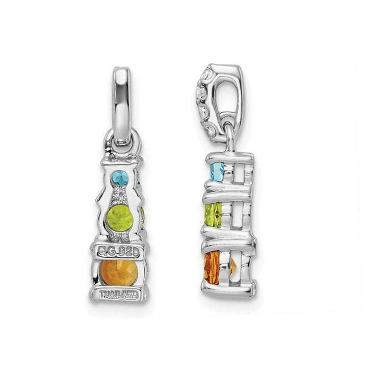 9/10 Carat (ctw) Blue Topaz Peridot and Citrine Pendant Necklace in Sterling Silver with Chain Image 3