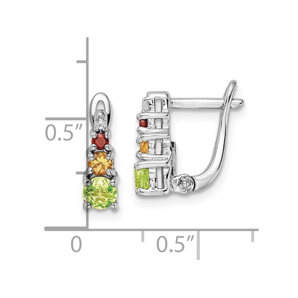 4/5 Carat (ctw) Garnet CItrine and Peridot Hinged Earrings in Sterling Silver Image 2