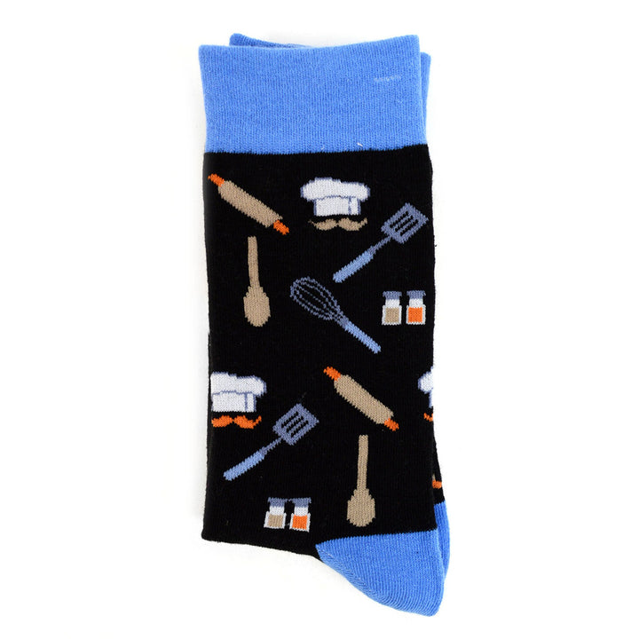 Mens Chef Novelty Socks Cook Fun Crazy Socks Food Dinner Socks Chef Gift Fun Crew Socks Image 4