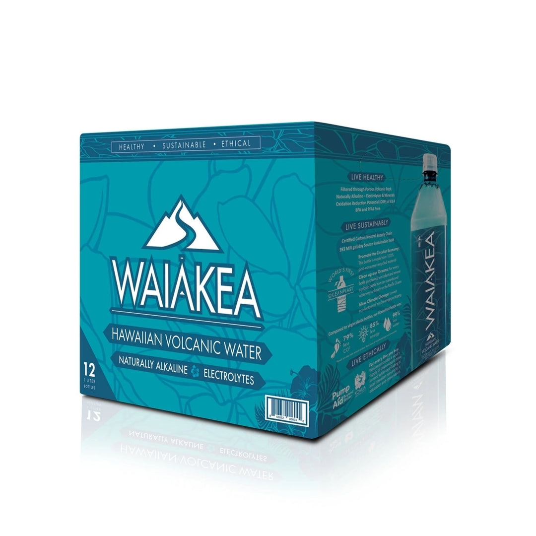 Waiakea Hawaiian Volcanic Water 1 Liter Bottles (Pack of 12) Image 2