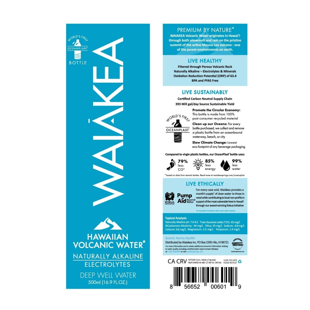 Waiakea Hawaiian Volcanic Water 1 Liter Bottles (Pack of 12) Image 4