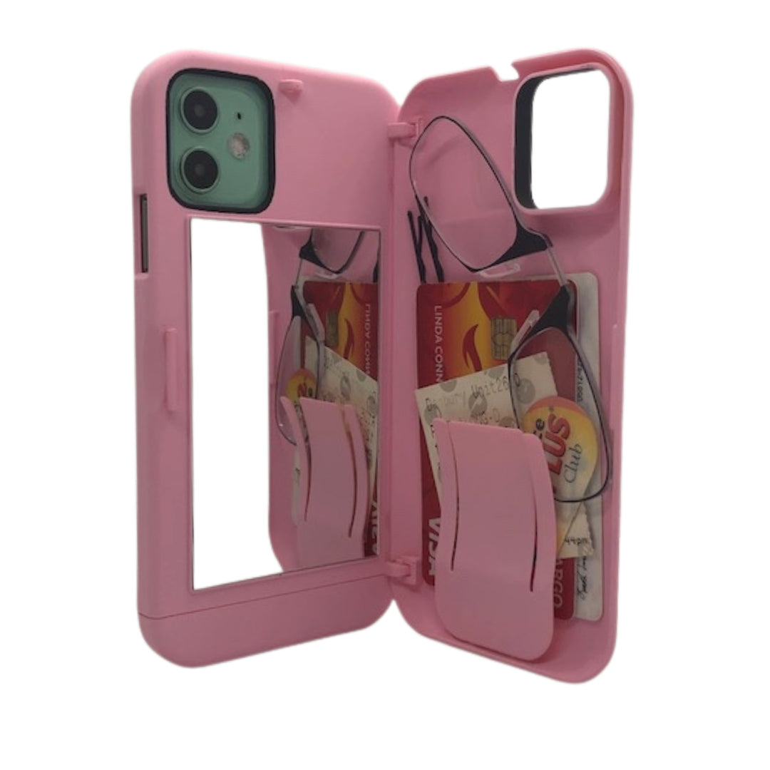 All in case - iPhone 12/12 Pro Wallet Storage Case - Card Holder - with Mirror and Attachable Strap Image 6