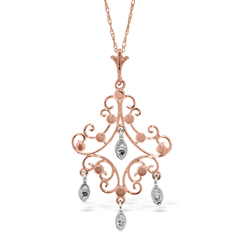 0.02 CTW 14k Solid Rose Gold Necklace with Natural Diamond Accented Chandelier Pendant Image 1