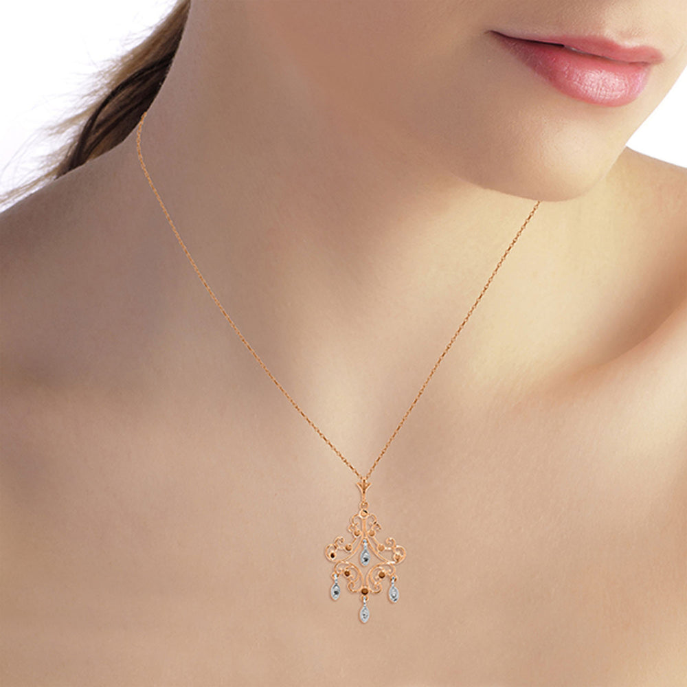 0.02 CTW 14k Solid Rose Gold Necklace with Natural Diamond Accented Chandelier Pendant Image 2