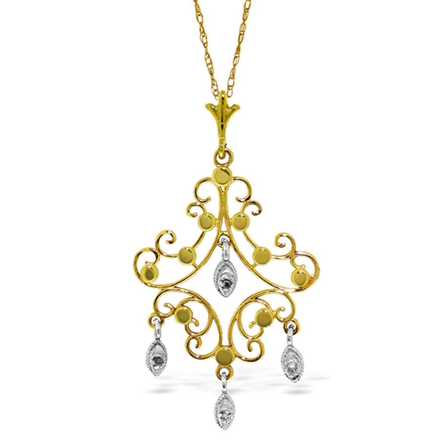 0.02 CTW 14k Solid Gold Necklace with Natural Diamond Accented Chandelier Pendant Image 1