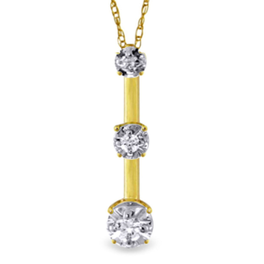 0.1 Carat 14k Solid Gold Necklace with Graduated Natural Diamond Bar Pendant Image 1