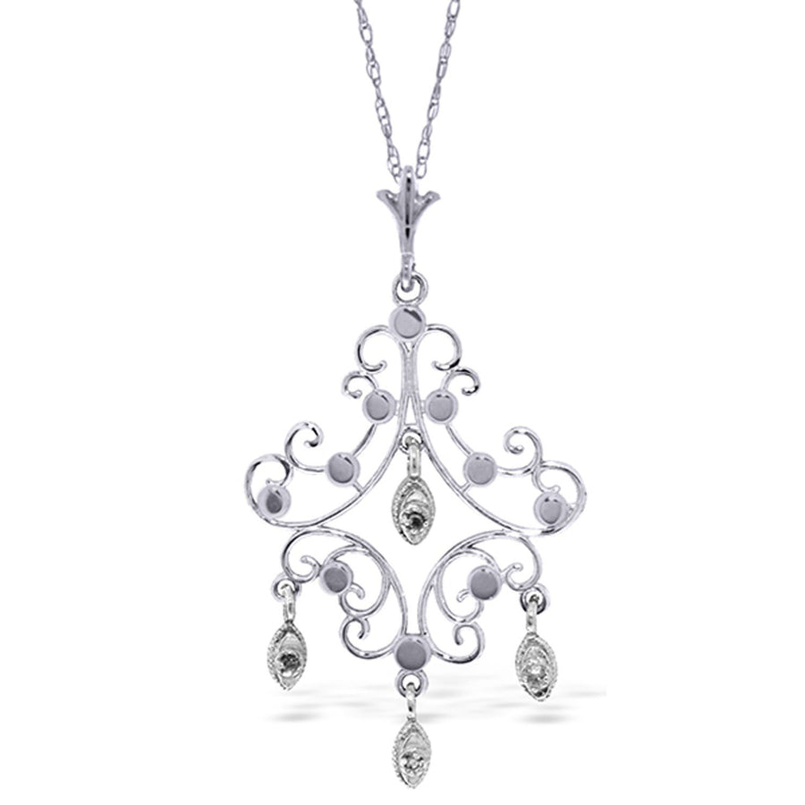 0.02 CTW 14k Solid White Gold Necklace with Natural Diamond Accented Chandelier Pendant Image 1