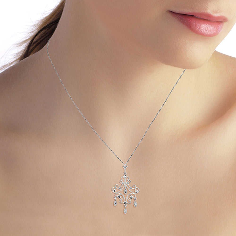 0.02 CTW 14k Solid White Gold Necklace with Natural Diamond Accented Chandelier Pendant Image 2