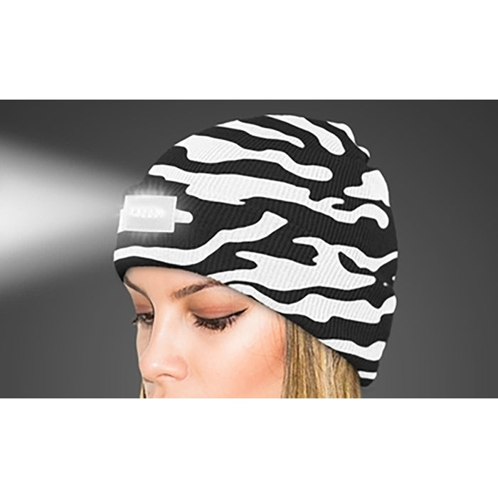 LED Headlamp Beanie Black Unisex Warm Knit Hat with 5 LED Lights Size Fits All Image 2