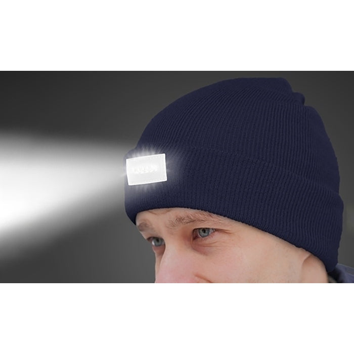 LED Headlamp Beanie Black Unisex Warm Knit Hat with 5 LED Lights Size Fits All Image 3