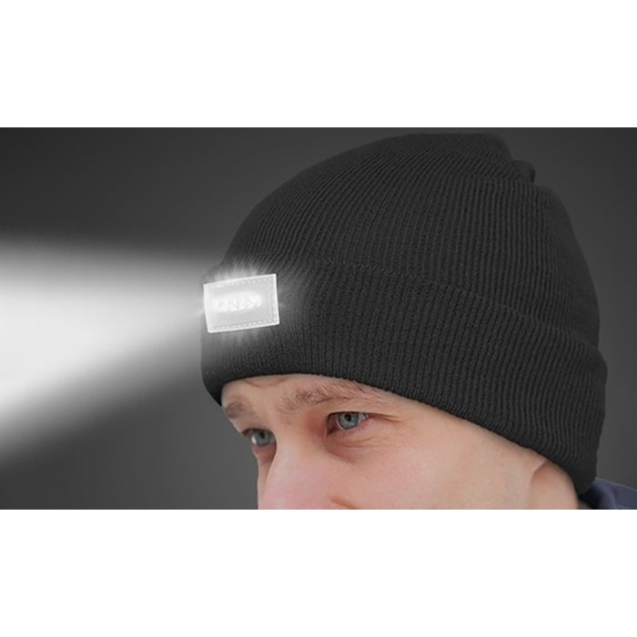 LED Headlamp Beanie Black Unisex Warm Knit Hat with 5 LED Lights Size Fits All Image 6