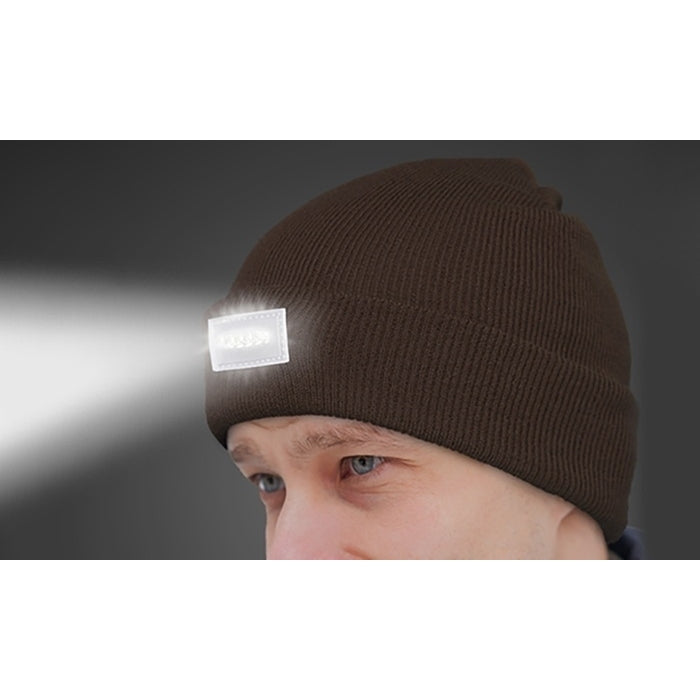 LED Headlamp Beanie Black Unisex Warm Knit Hat with 5 LED Lights Size Fits All Image 7