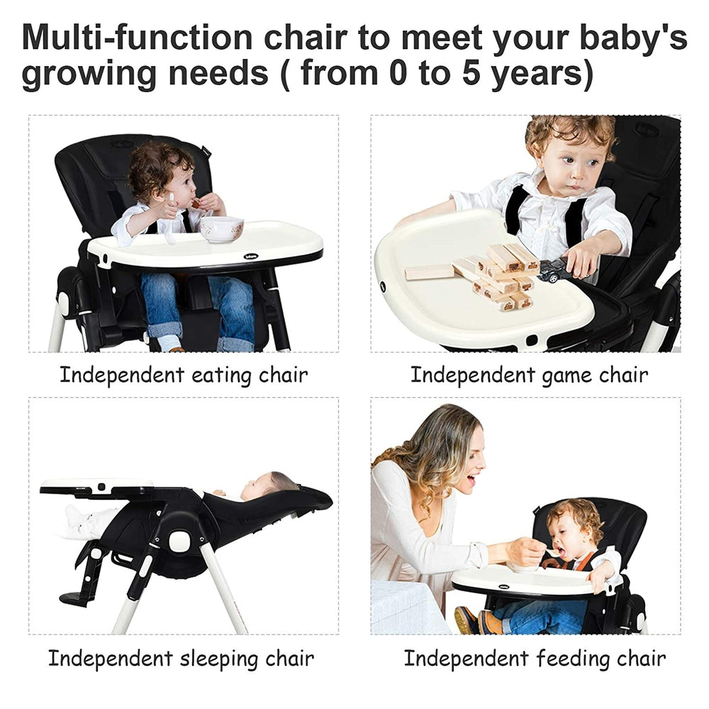 High Chair for Babies and Toddlers Foldable Highchair with Multiple Adjustable Backrest Footrest and Seat Height Image 2