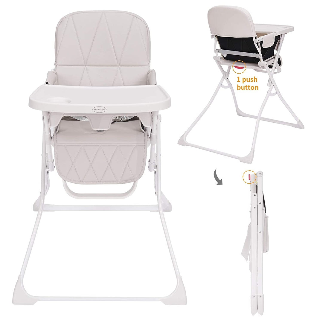 Folding Baby High Chair with Dishwasher Safe Tray Foldable and Portable High Chair Ideal for Car Travelling Image 3