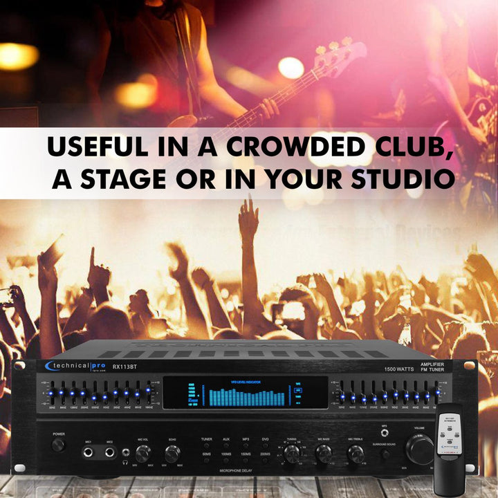 Technical Pro Professional 1500W Bluetooth Receiver w/ Built-In Equalizer 5.1 Channel Home Theater Dual Mic Inputs 5 Image 6