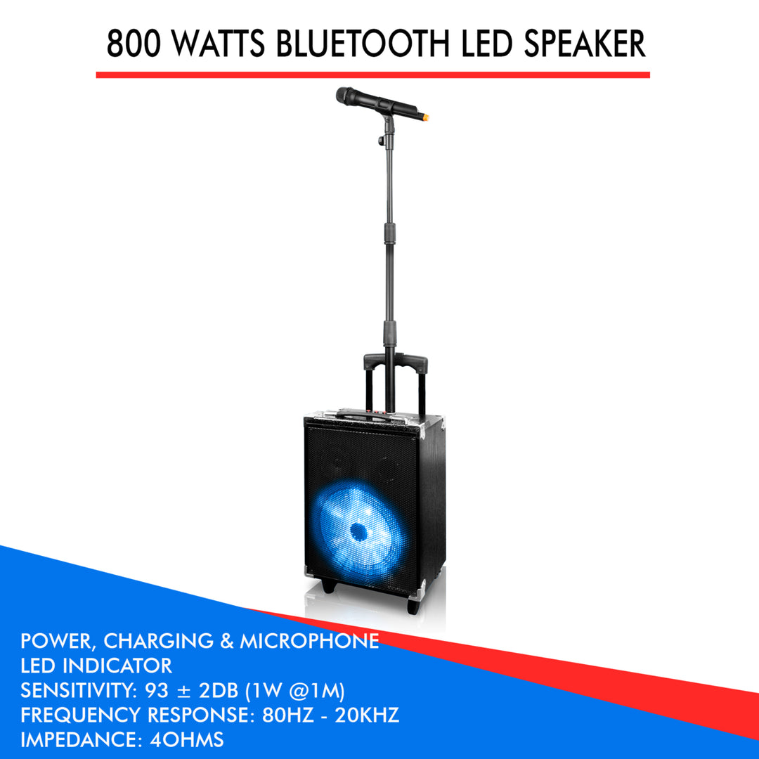 Technical Pro 800W Bluetooth Speaker Retractable Mic Stand Wireless Microphone Image 4