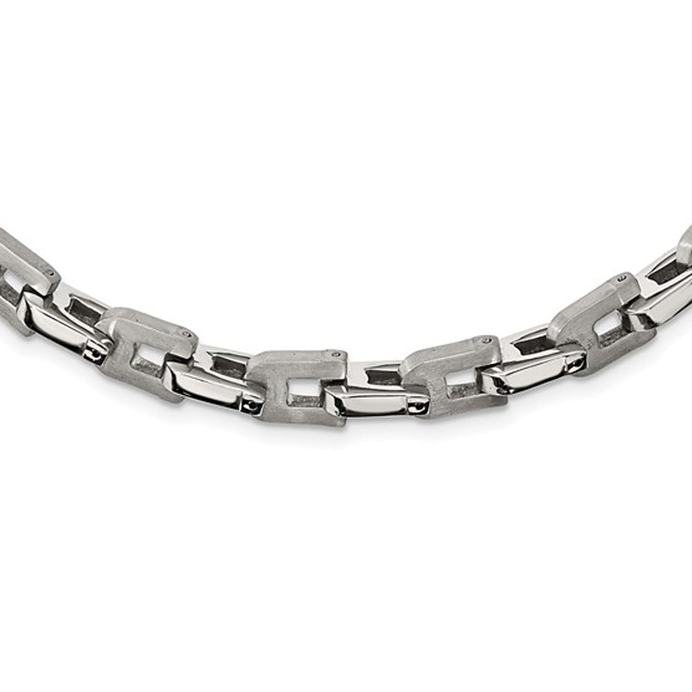 Mens Stainless Steel Brushed Necklace -- 24 Inches Image 1