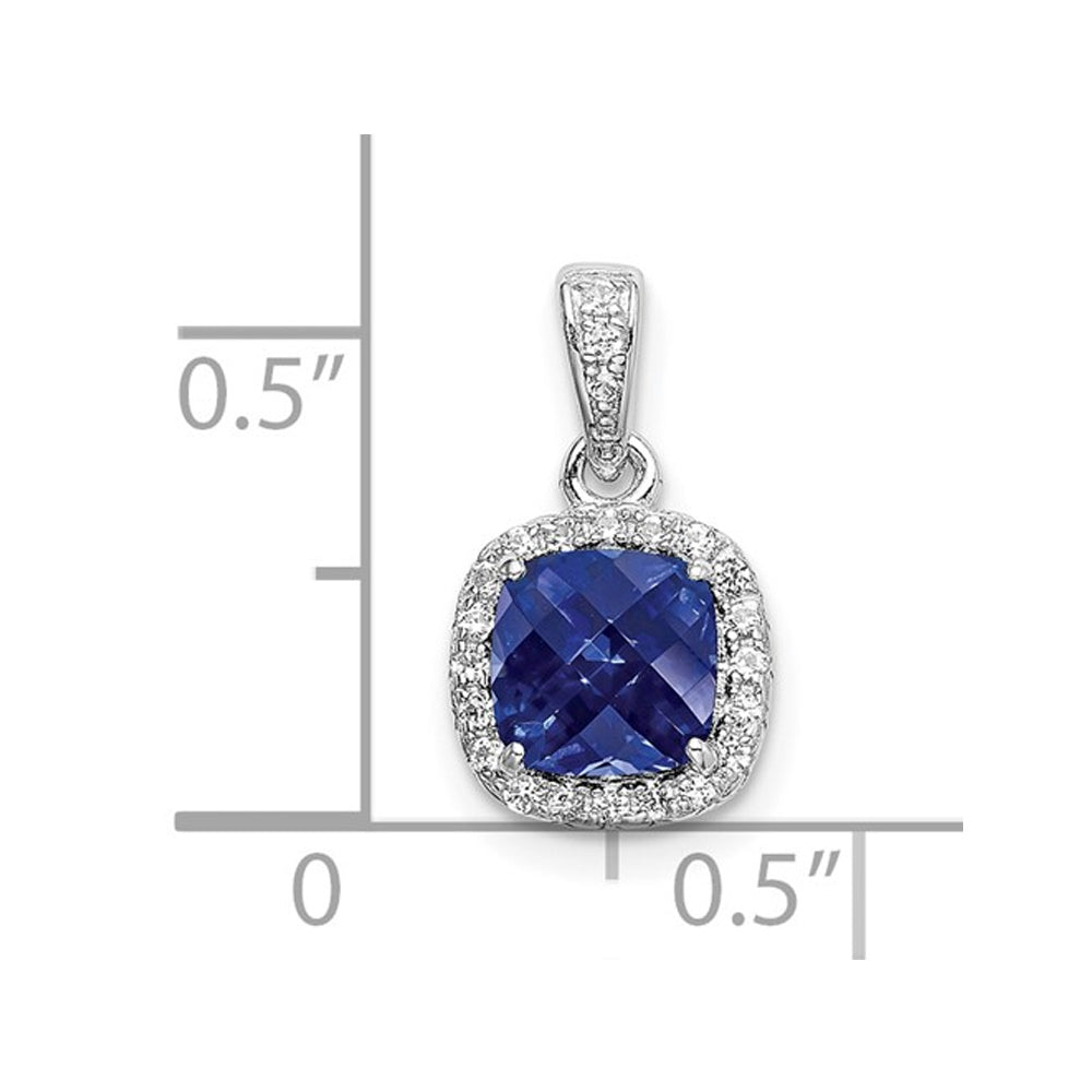 1.29 Carat (ctw) Lab-Created Blue and White Sapphire Pendant Necklace in Sterling Silver with Chain Image 2