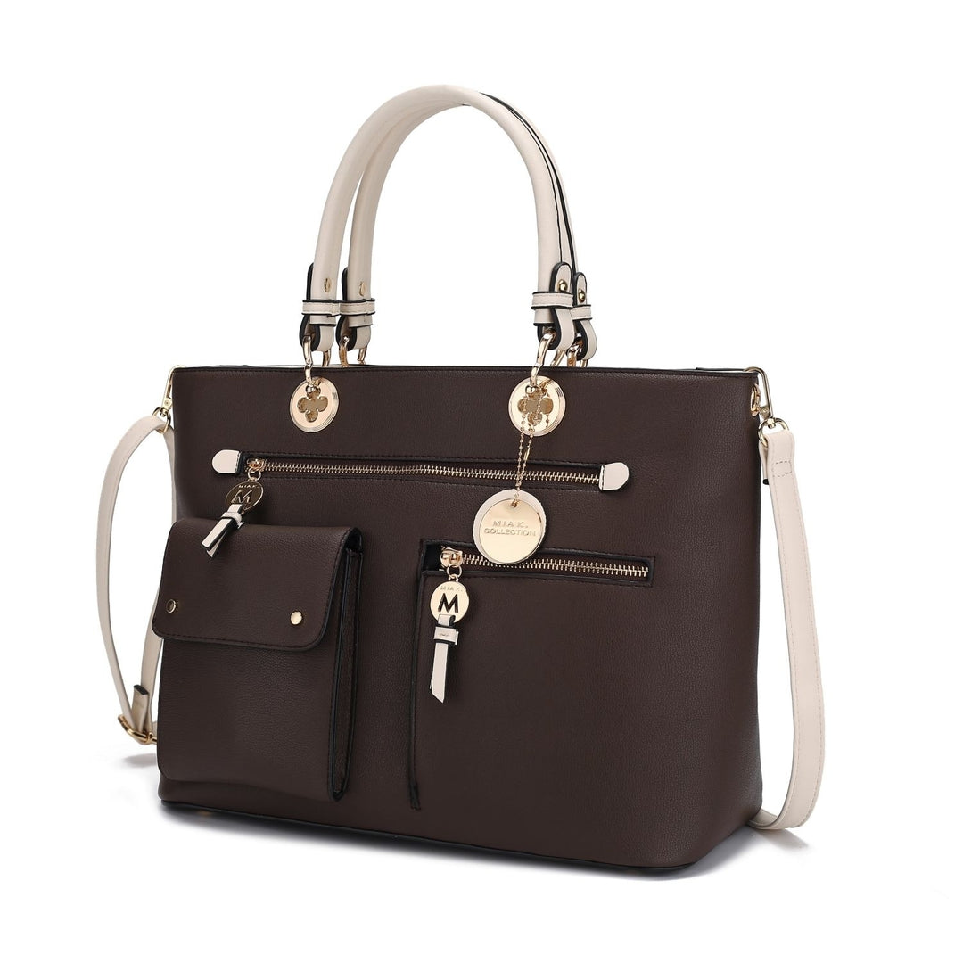 Julia Vegan Leather Color-block Womens Satchel Bag by Mia k. Image 4