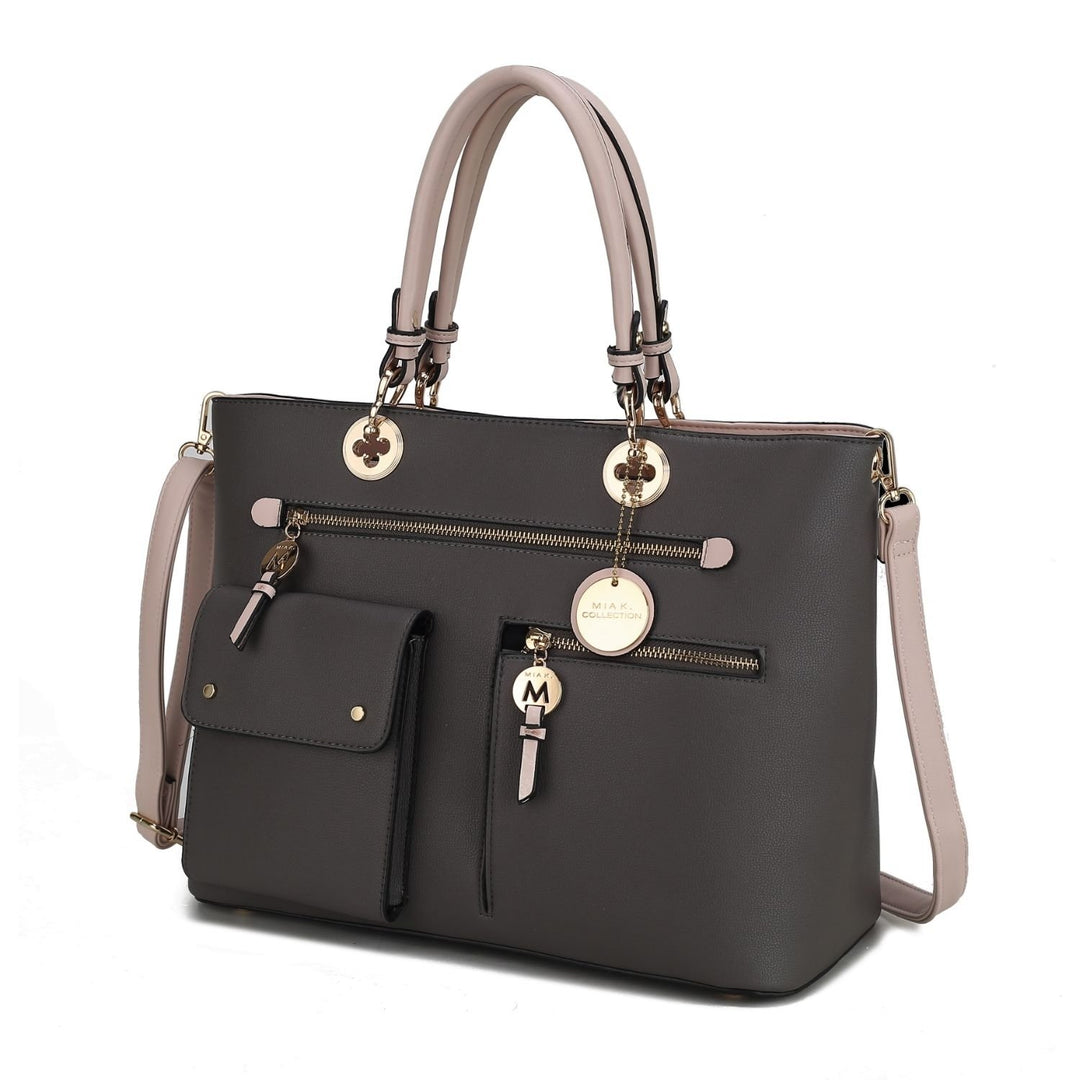 Julia Vegan Leather Color-block Womens Satchel Bag by Mia k. Image 1